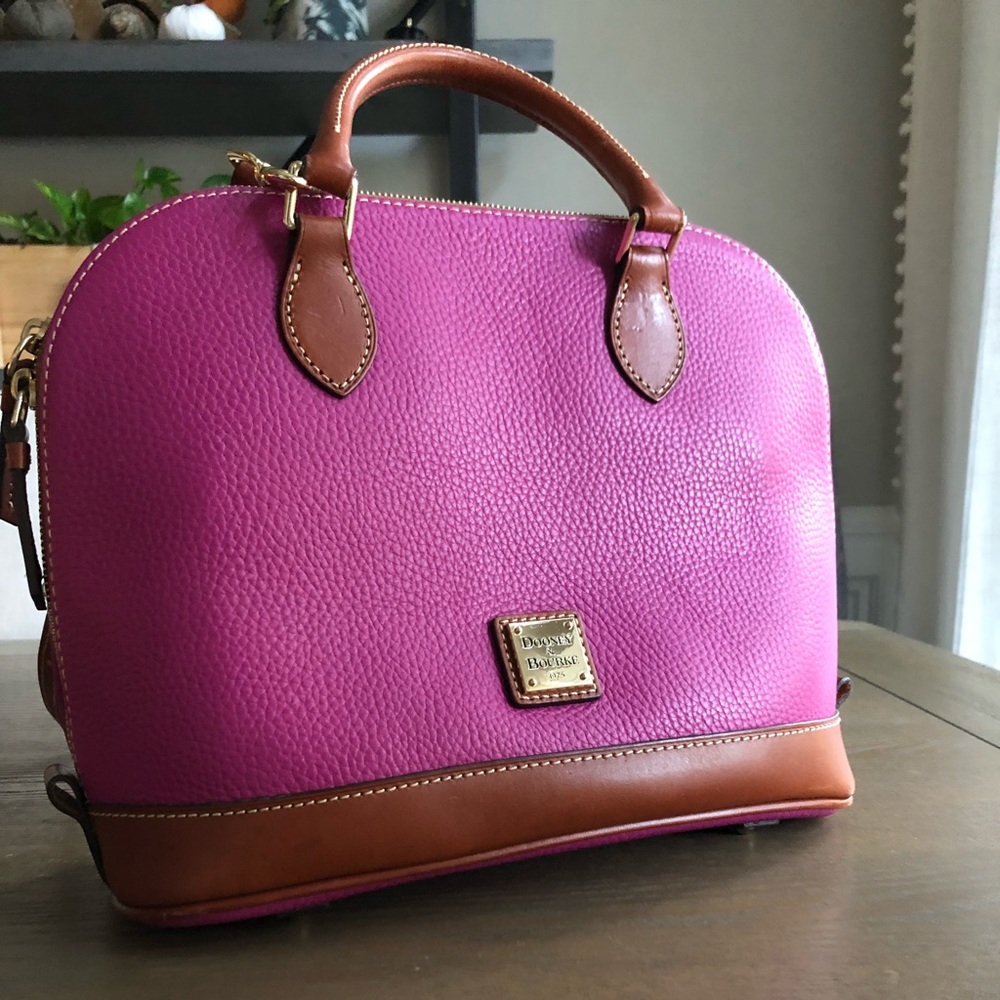 Dooney & Bourke Pebble Grain Zip Zip Satchel pink